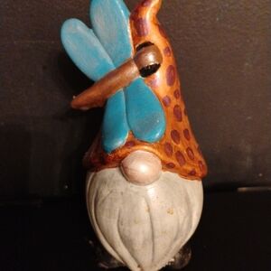 Vibrant Blue dragonfly and orange hat Figurine with Striking Features